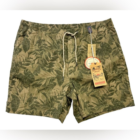 FAHERTY Men Shorts Essential Drawstring Olive Jungle Green‎ XL x 6" NWT $108 - Picture 1 of 10